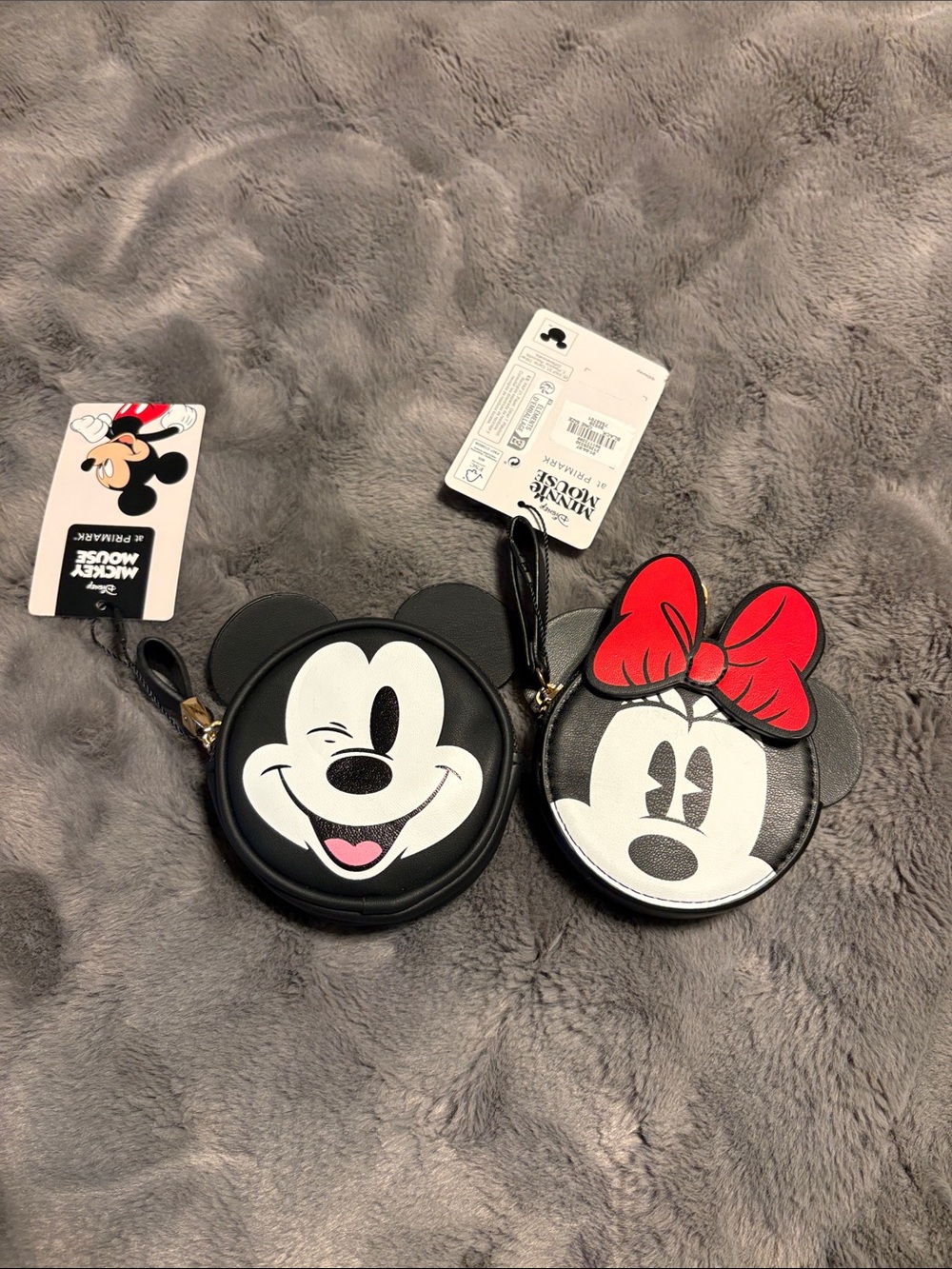 Disney Black Mickey & Minnie Round Coin Pouches with Red Bow